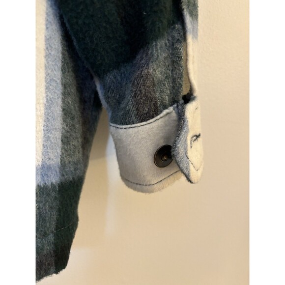 Zara Green and White Wool Blend Plaid Light Weight Shirt Jacket Shacket Size XS - Picture 4 of 4